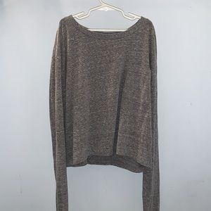 Grey 80’s boxy cropped long-sleeve tee-women’s Medium ~Brand:Aéropostale